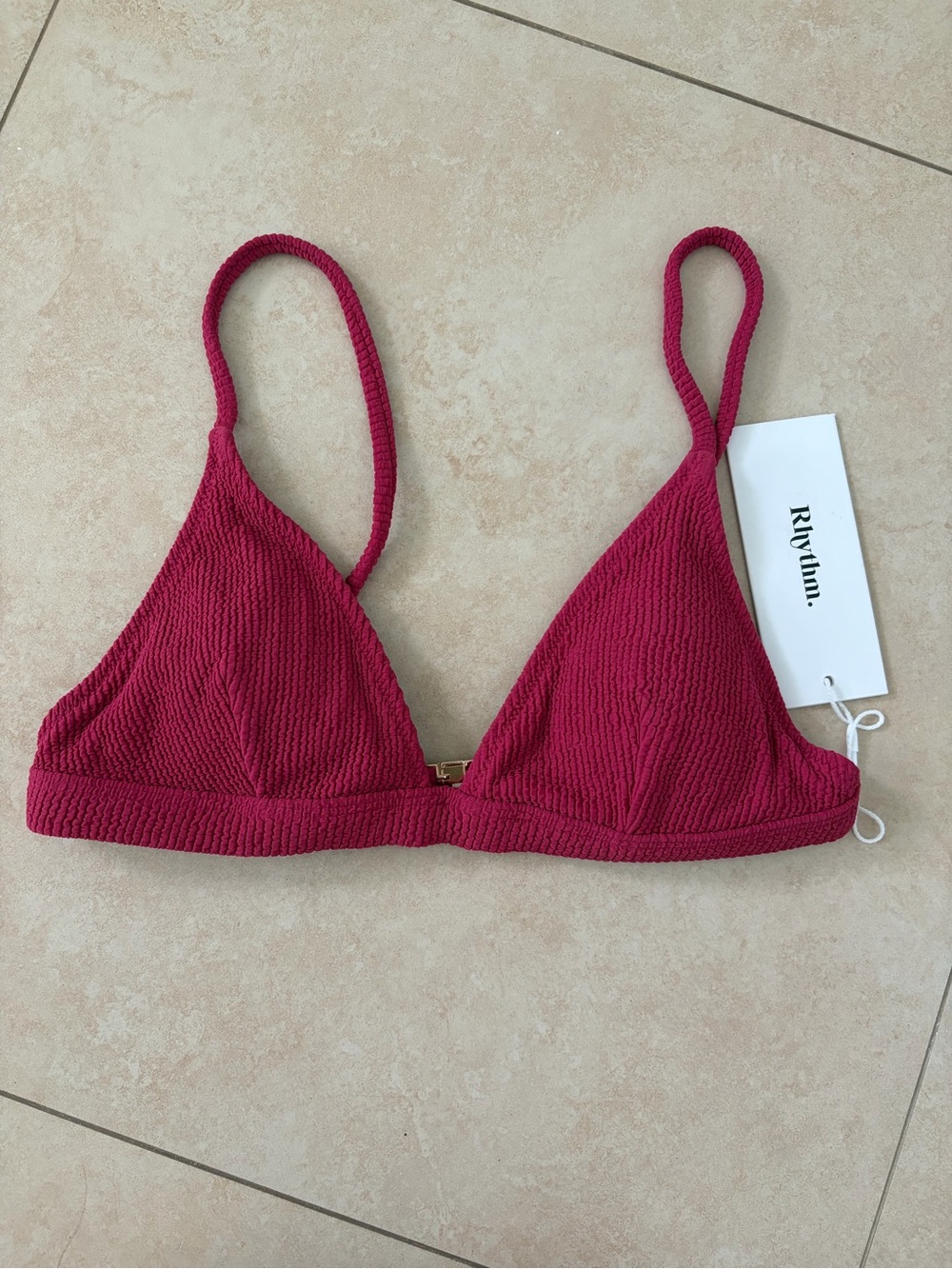 Rhythm Women's Textured Isla Ribbed bikini top size XS NWT